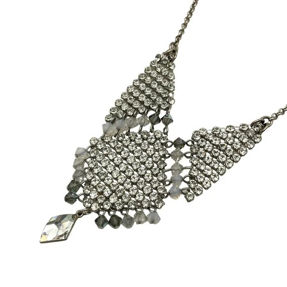Auth SWAROVSKI - Silver Clear White Hardware Swarovski Crystal Necklace - Picture 1 of 4